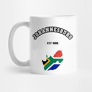 Johannesburg South Africa Strong, RSA Flag Map, 1886, City Pride Mug